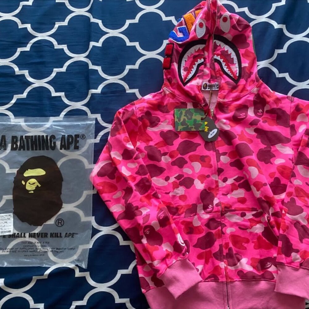 pink bape zip up
